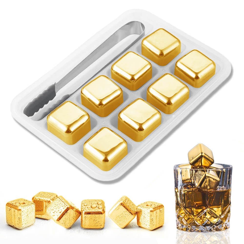 Whiskey Stone Set - Золотые и серебряные металлические охлаждающие камни,