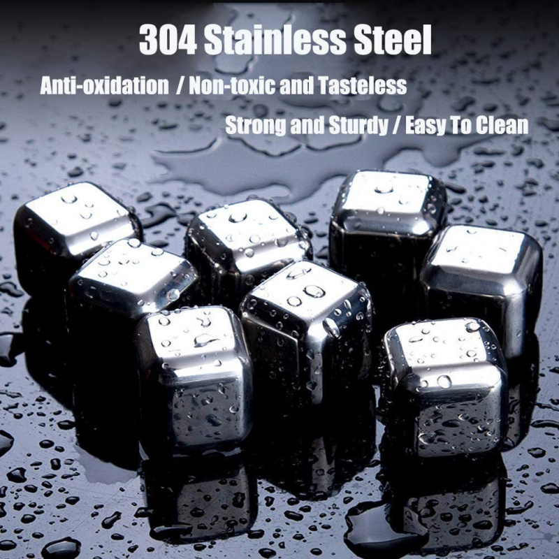 Whiskey Stone Set - Нержавеющая сталь 304, быстрозамороженный лед, кубик