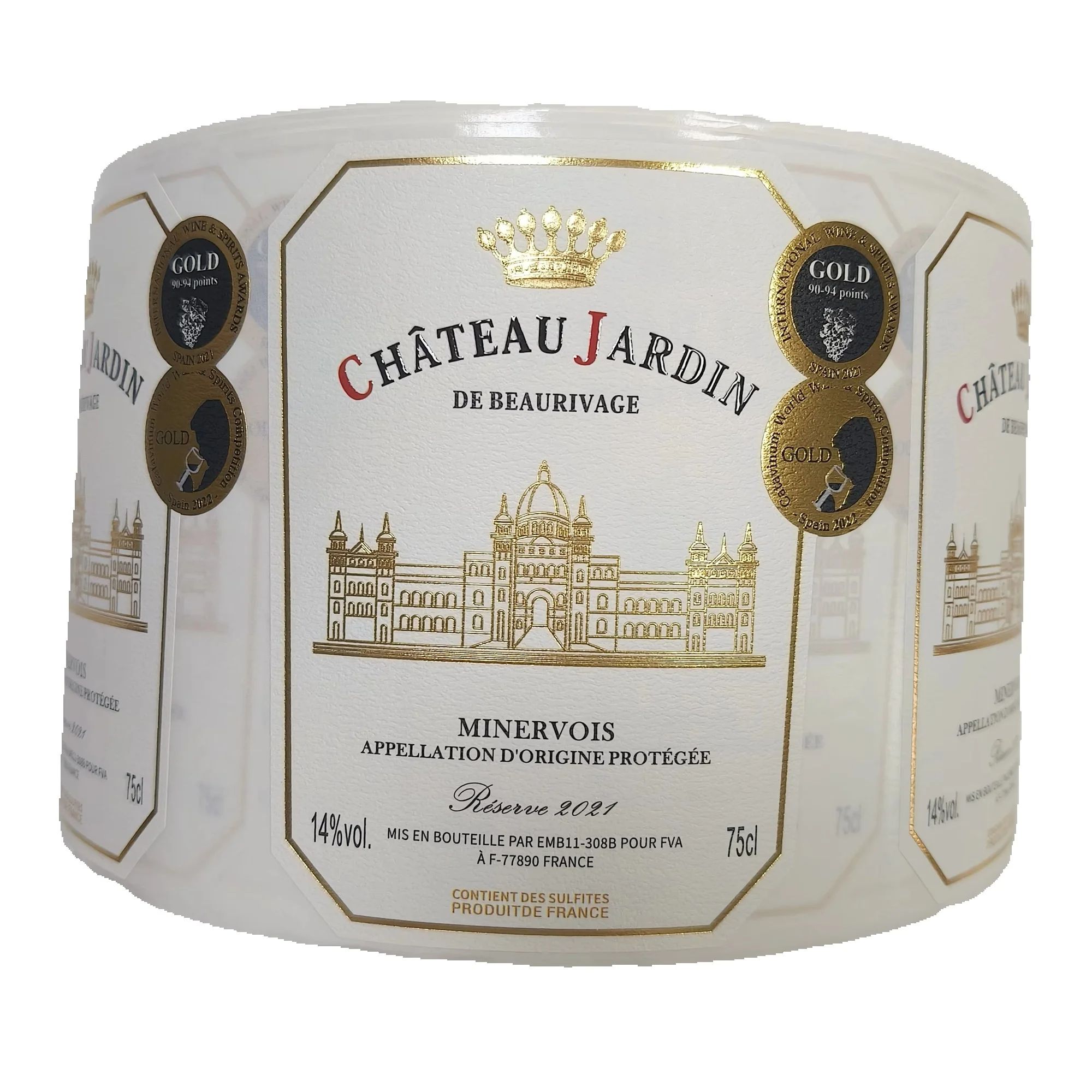 Wine Beer Juice - Наклейки с индивидуальным логотипом, золотая фольга,