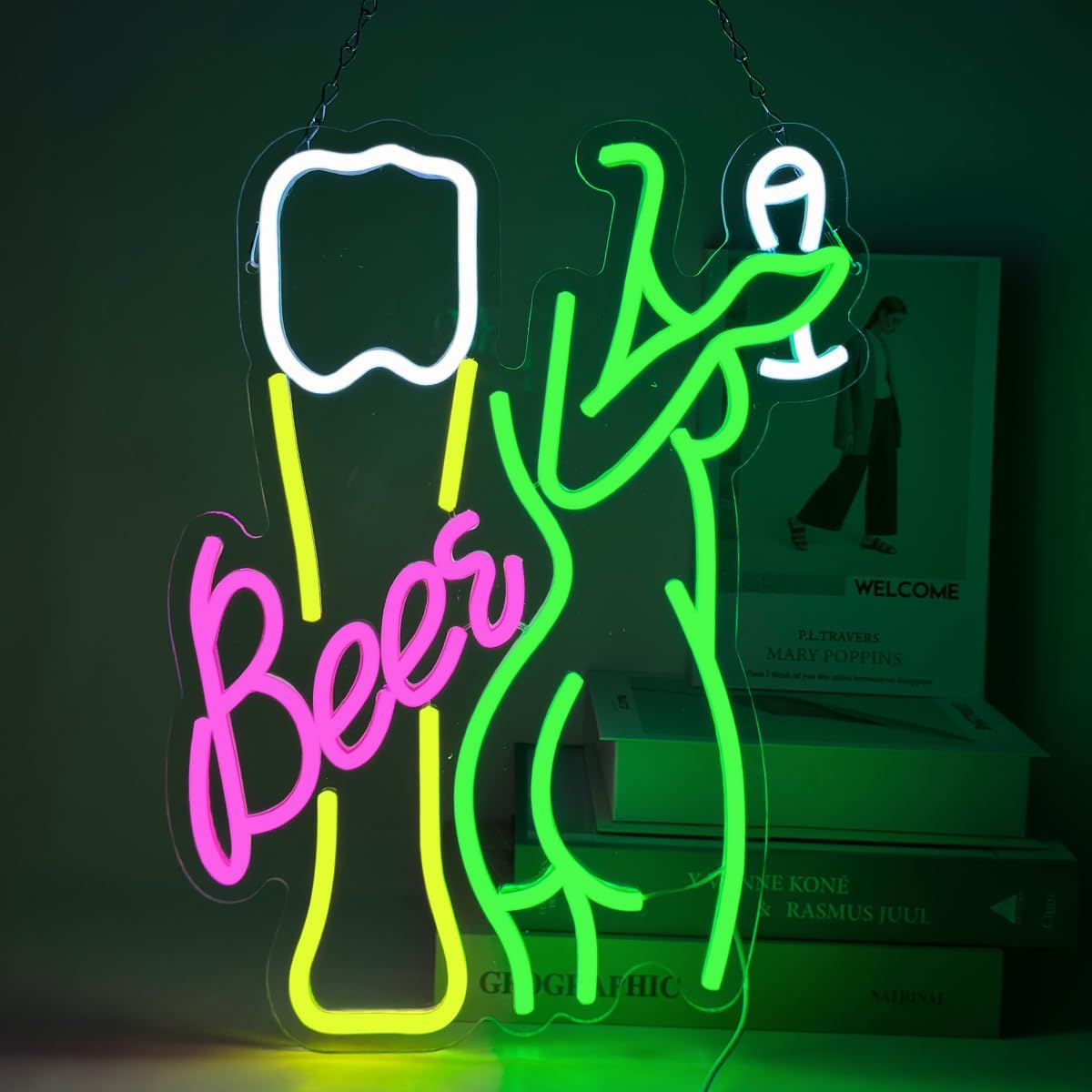 Wine In Beer Store - Неоновая вывеска «Пиво» в форме женского
