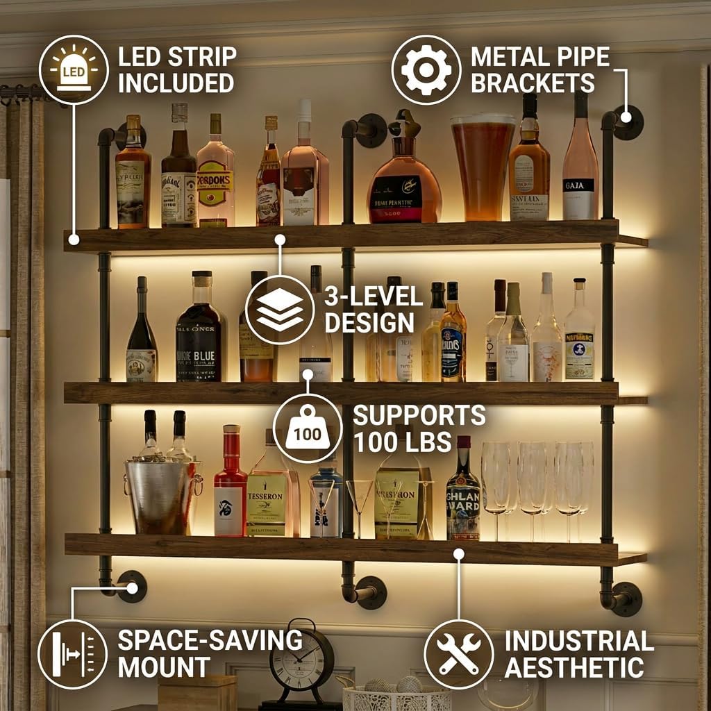 Настенная винная полка с LED-п – обзор и цена Wine Rack Wall Mount